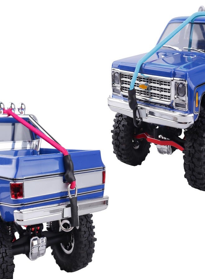 CrazyHobby قطعتان من حزام ونش حركي بطول 280 مم، حبل مقطورة مرن مع خطافات لملحقات سيارات الزحف 1/18 TRX4M TRX4MT 1/24 SCX24 FCX24 AX24 (أزرق فاتح وأحمر وردي) - Image 5